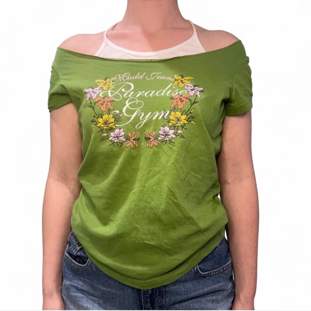 Mudd Green Floral Graphic Tee